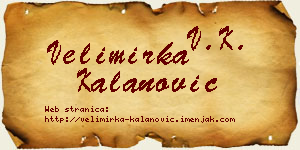 Velimirka Kalanović vizit kartica